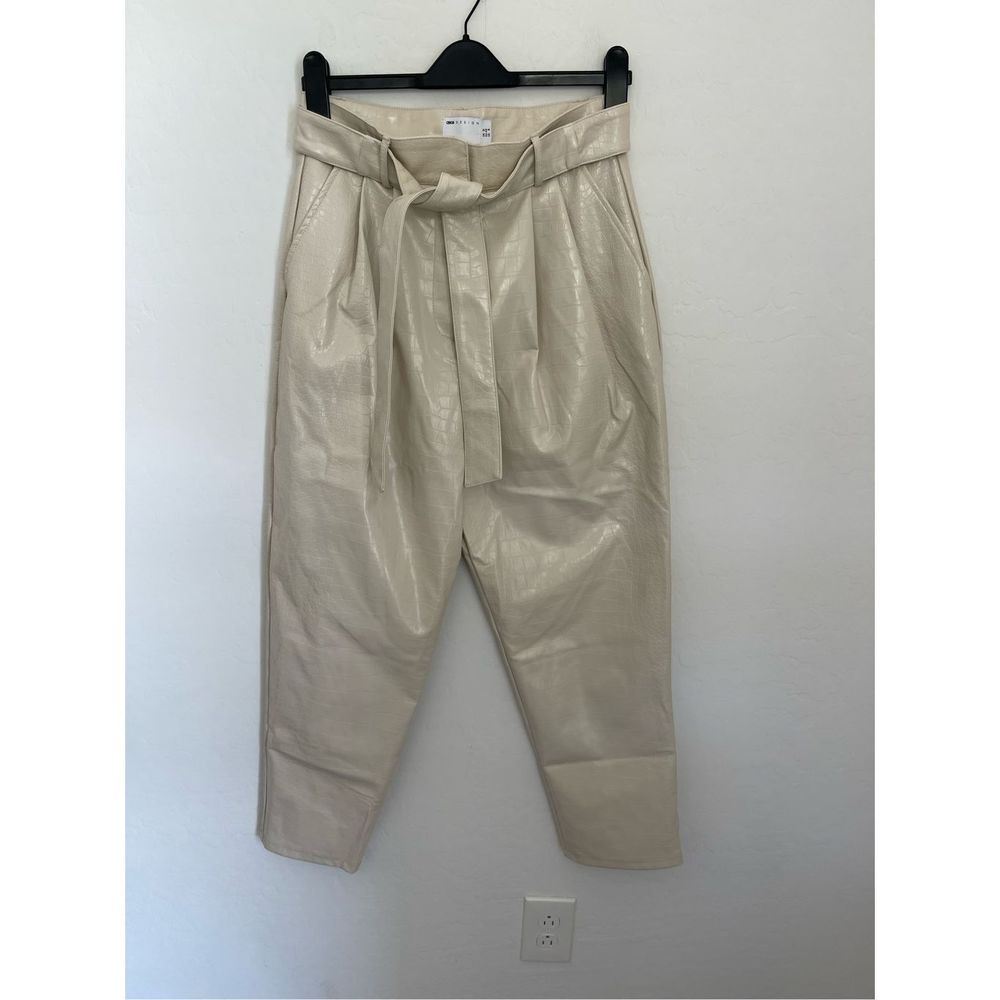 ASOS DESIGN croc embossed leather look tie pants size 8